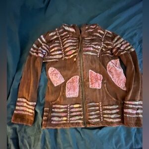 Brown Boho hoodie zip up